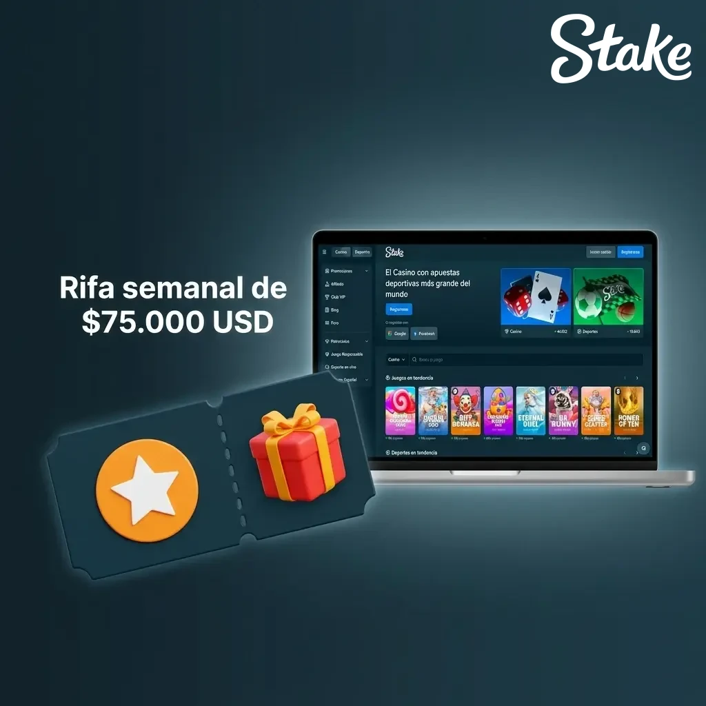 Rifa semanal Stake con pozo de $75.000 USD para jugadores activos en Chile, sorteo cada sábado