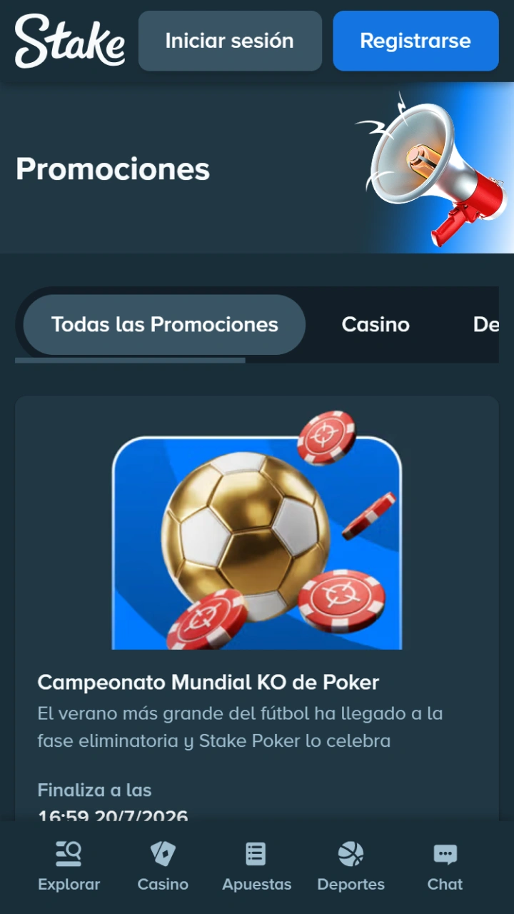 Sección de Stake con las mejores promociones y torneos exclusivos actualizados para ganar más.