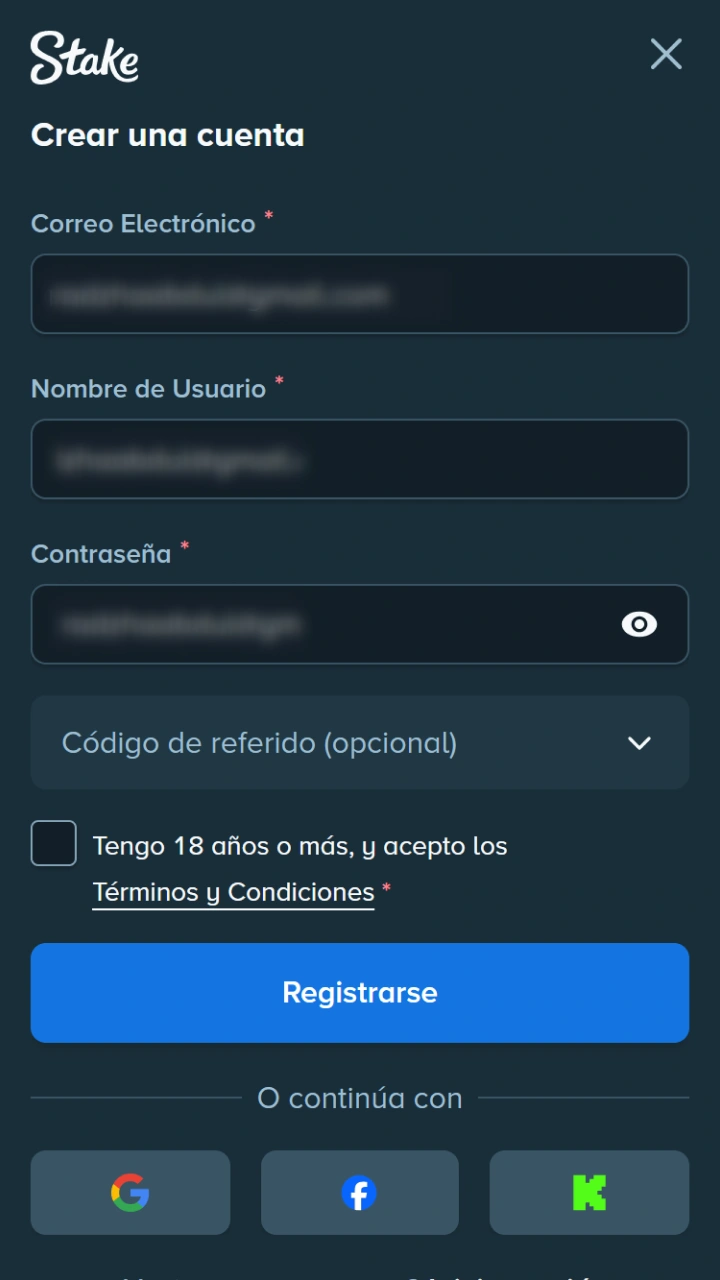 Un simple registro desde tu dispositivo Android te permitirá disfrutar de todas las ventajas de Stake.