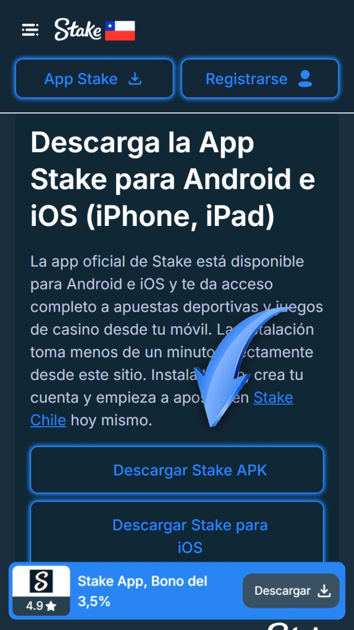 Descarga rápidamente la aplicación oficial de Stake para Android e iOS.