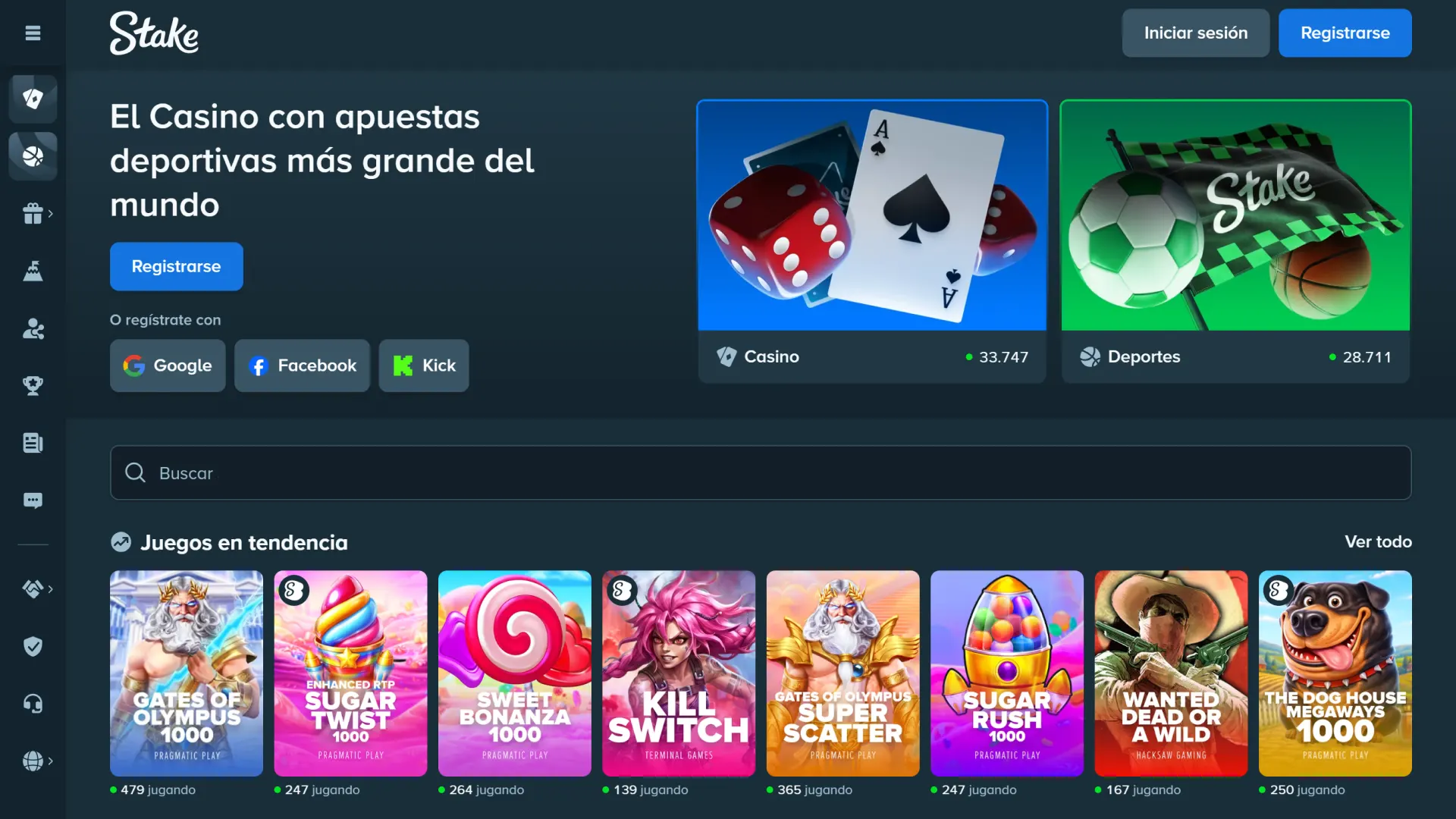 La plataforma de vanguardia de Stake ofrece acceso instantáneo a los juegos más populares.