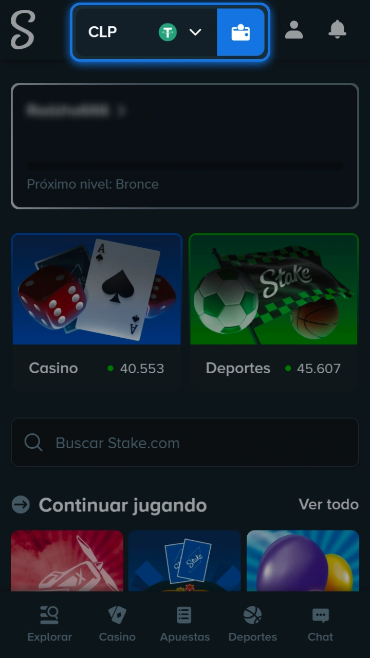 Acceda a la sección de la cartera para gestionar fácilmente sus fondos de Stake.
