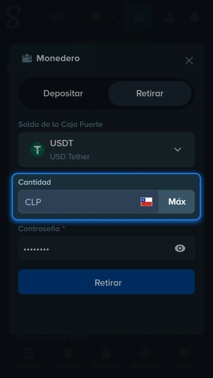 Introduce la cantidad exacta que deseas retirar de forma rápida y sencilla en Stake.